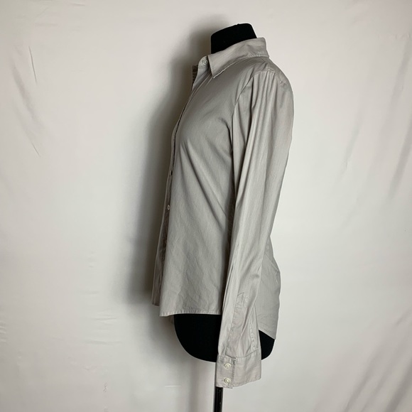 Theory Stripe Button-Up Long Sleeve Blouse Size M - Picture 3 of 9